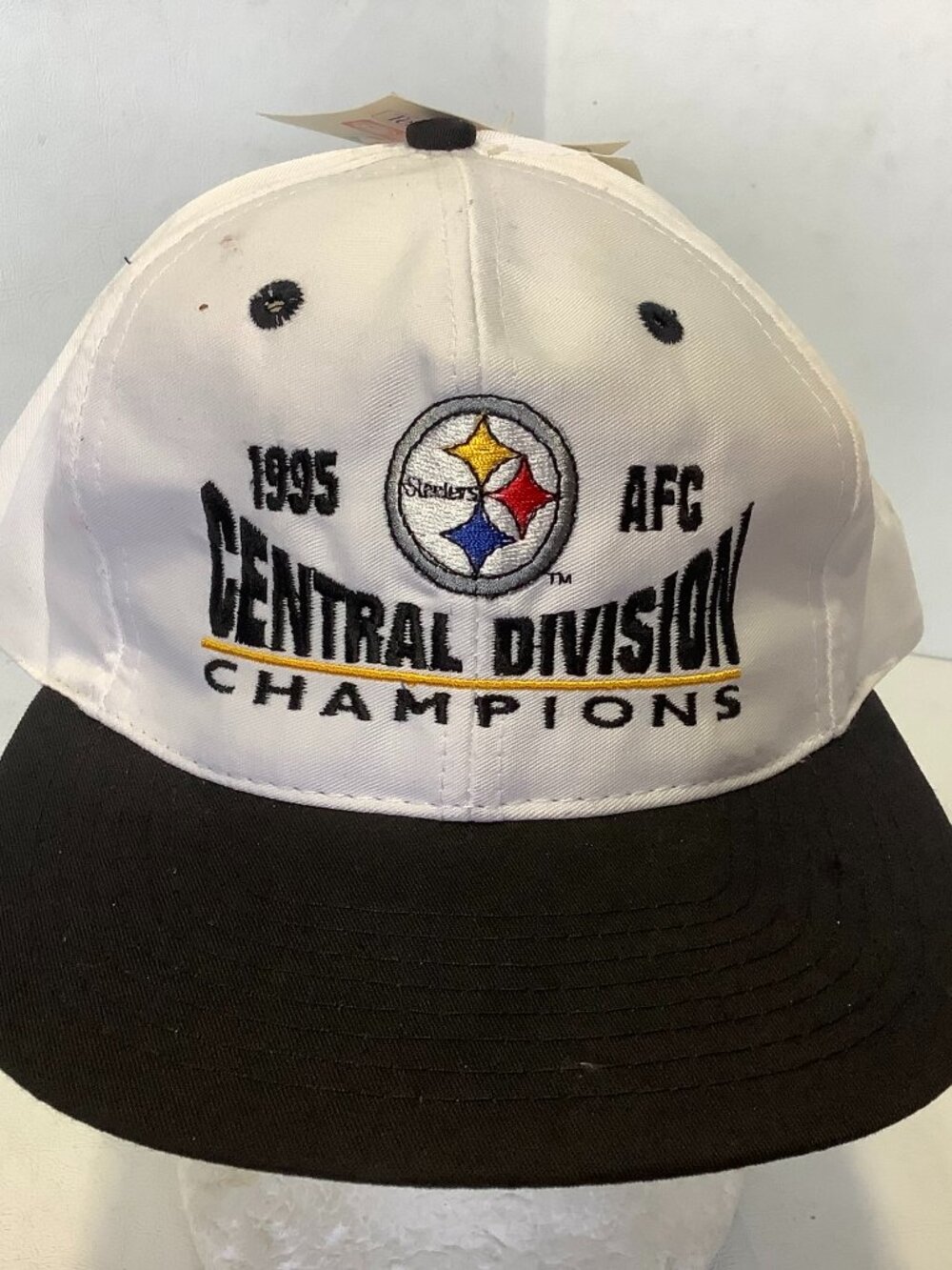 1995 Central Division Champs Pittsburgh Steelers Snapback Hat w/Tags White